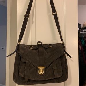 The Gap Leather Edition Gray Suede Crossbody.